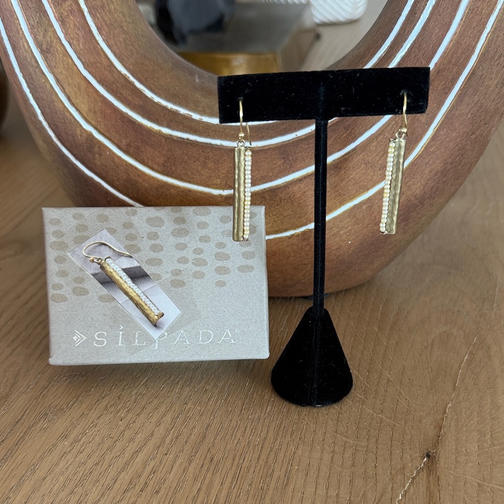 Silpada KR Pearl & Brass Earrings